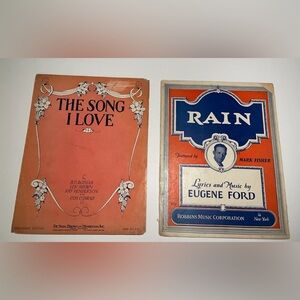 Lot 2 Antique Vintage 1920s Broadway Musical Song Book I Love & Rain Sheet Music